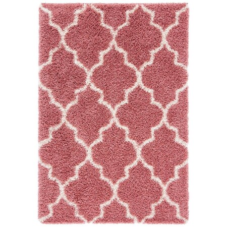 Safavieh 6 ft.-7 in. x 6 ft.-7 in. Venus Shag Contemporary Round Rug; Pink & Ivory VNS524U-7R